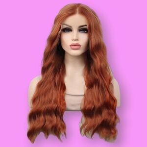 Uniwigs Copper Rose Long Wavy Red Synthetic Lace Front Wig